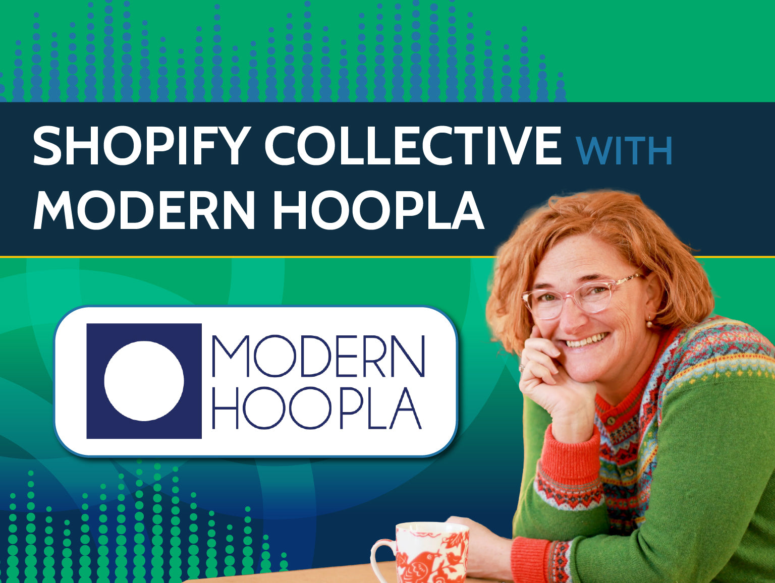 Cover image for JadePuma podcast episode with the title 'Shopify Collective with Modern Hoopla' with the Modern Hoopla logo and owner.