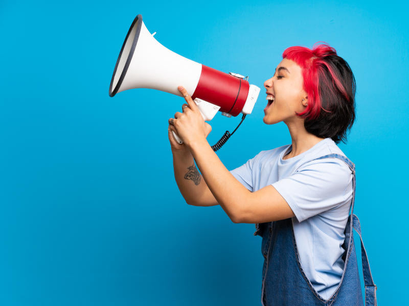 Woman with megaphone